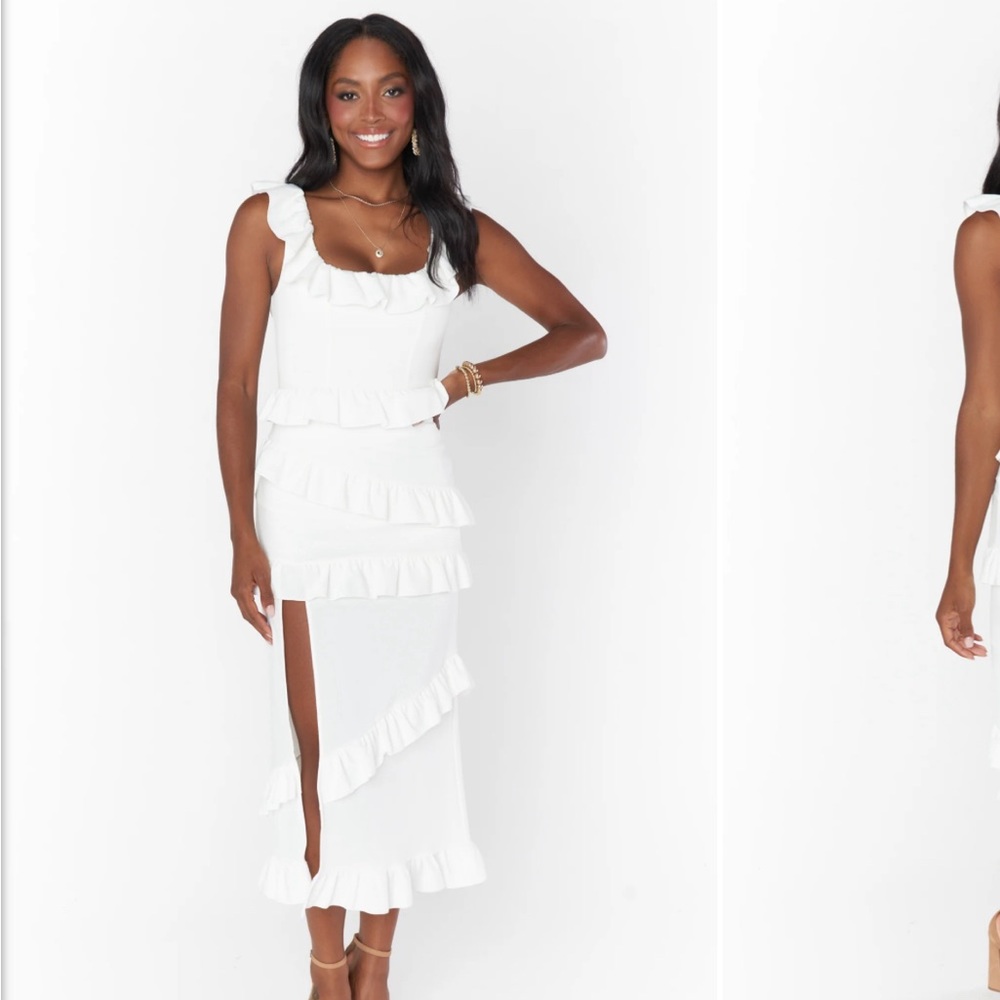 Show Me Your Mumu Greta Dress in White Stretch Medium